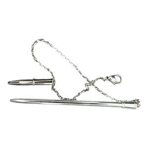 NEW Hermes Sterling Silver Purse or Agenda Pen 4 1/4" Chain 10 1/2" Lobster Lock